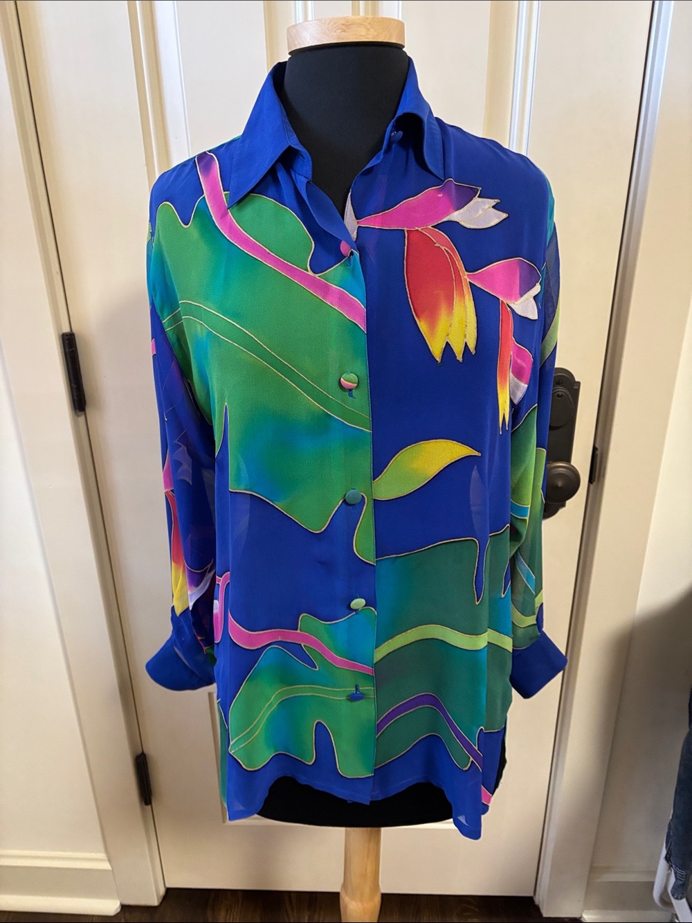 NWOT hand printed silk blouse